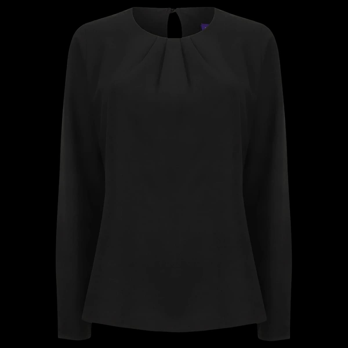 Henbury Ladies Pleat Front Long Sleeve Blouse — front