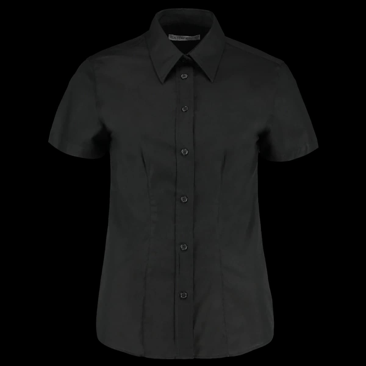 Kustom Kit Ladies Short Sleeve Tailored Workwear Oxford Shirt — front