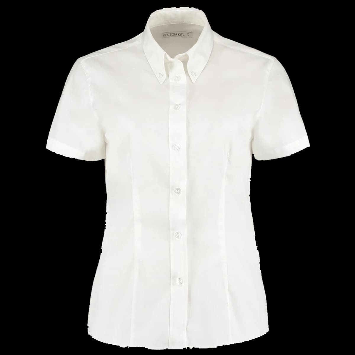 Kustom Kit Ladies Premium Short Sleeve Tailored Oxford Shirt — front