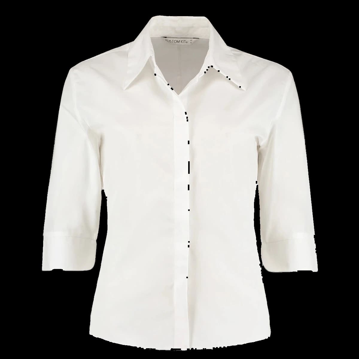 Kustom Kit Ladies 3/4 Sleeve Tailored Continental Shirt — front