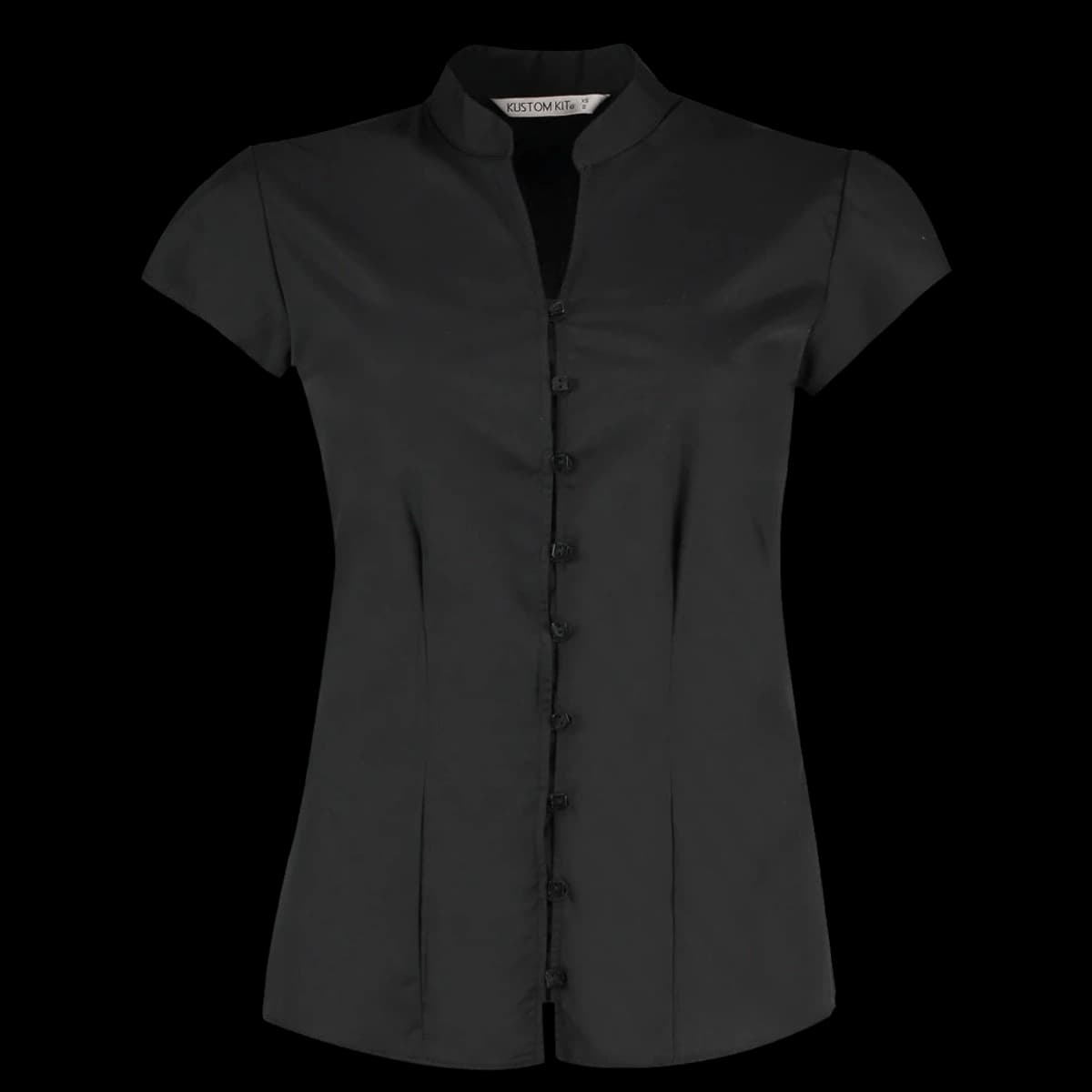 Kustom Kit Ladies Cap Sleeve V Neck Tailored Continental Blouse — front