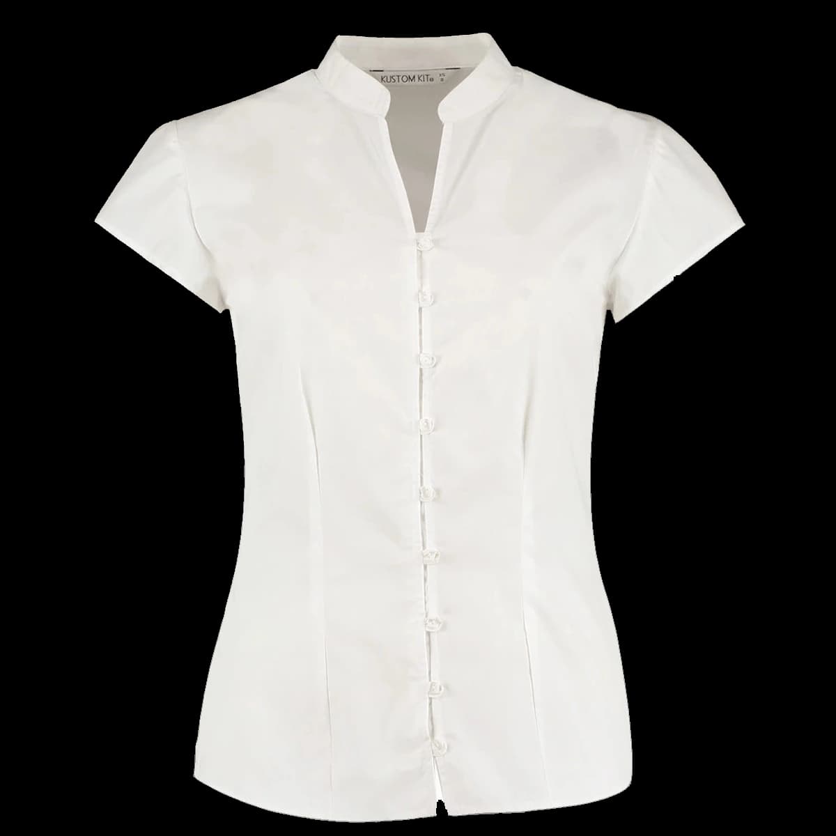 Kustom Kit Ladies Cap Sleeve V Neck Tailored Continental Blouse — front