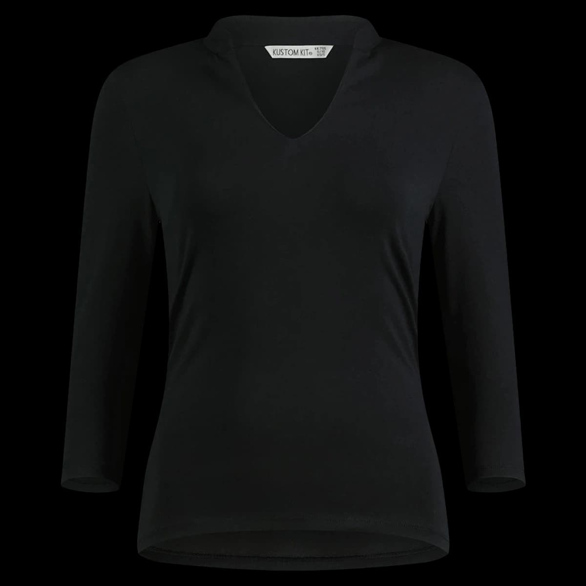 Kustom Kit Ladies 3/4 Sleeve Mandarin Collar Top — front