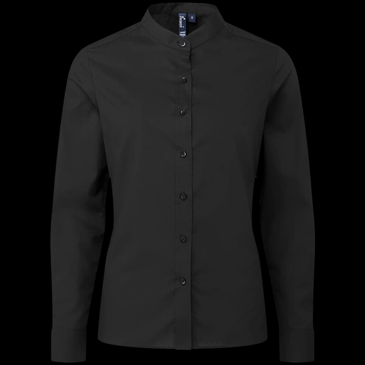 Premier Ladies Banded Collar Grandad Shirt — front