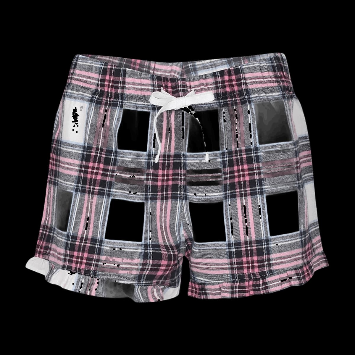 SF Clothing Ladies Tartan Frill Lounge Shorts — front
