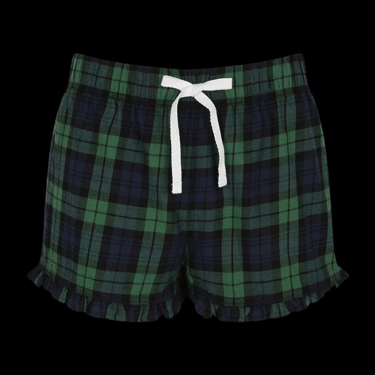 SF Clothing Ladies Tartan Frill Lounge Shorts — front