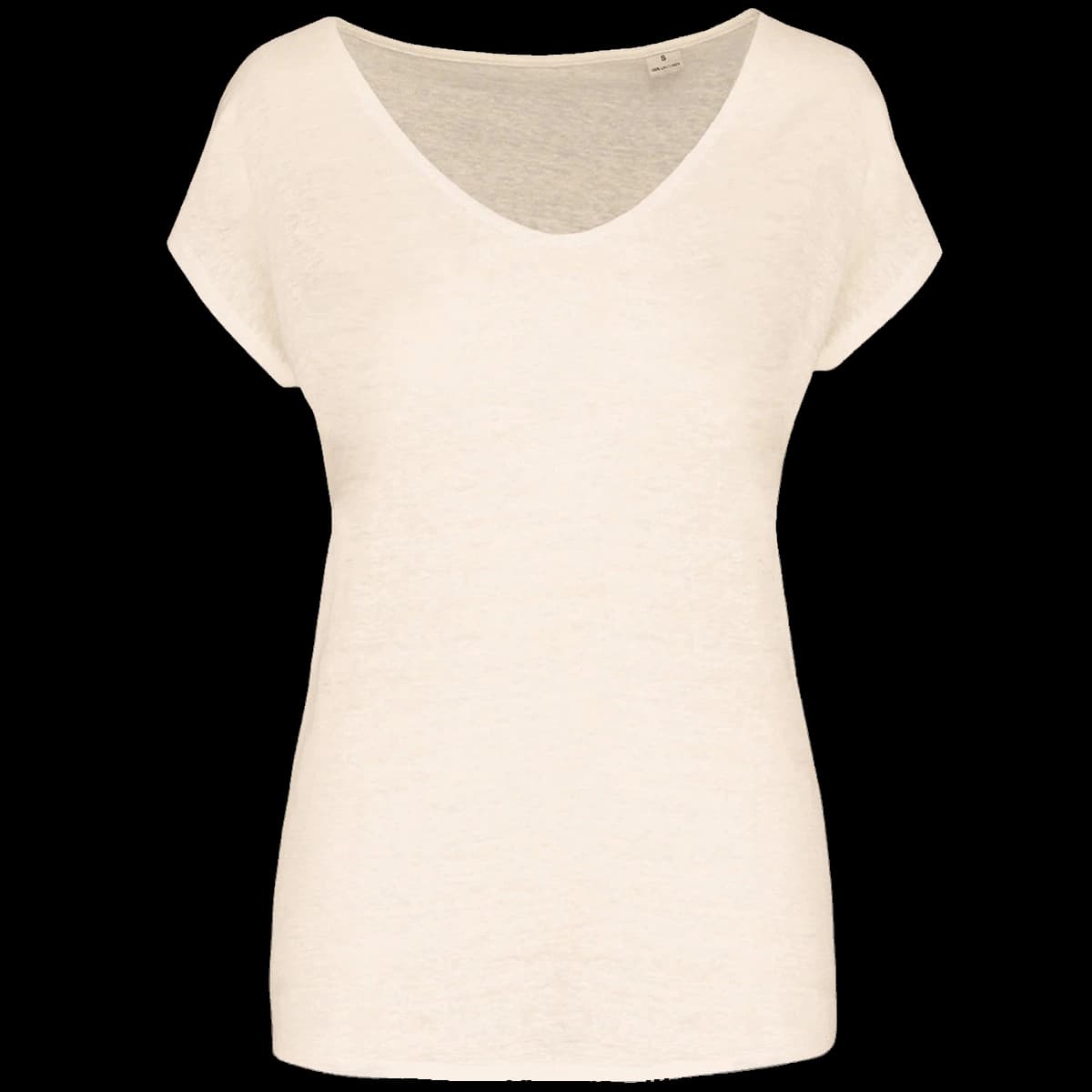 Spasso Ladies V Neck Linen T-Shirt — front