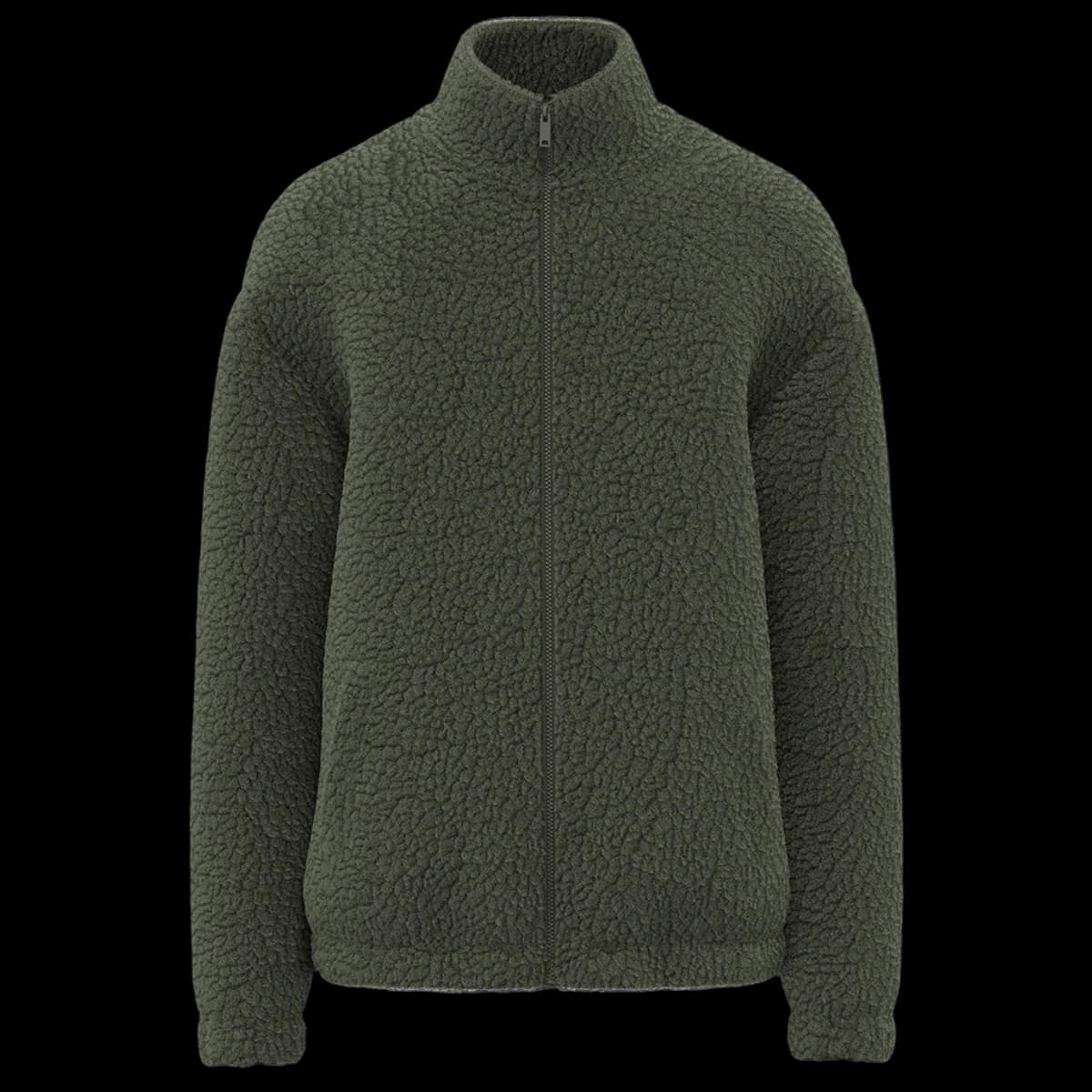 Spasso Unisex Sherpa Drop Shoulder Full Zip Sweat Jacket — front