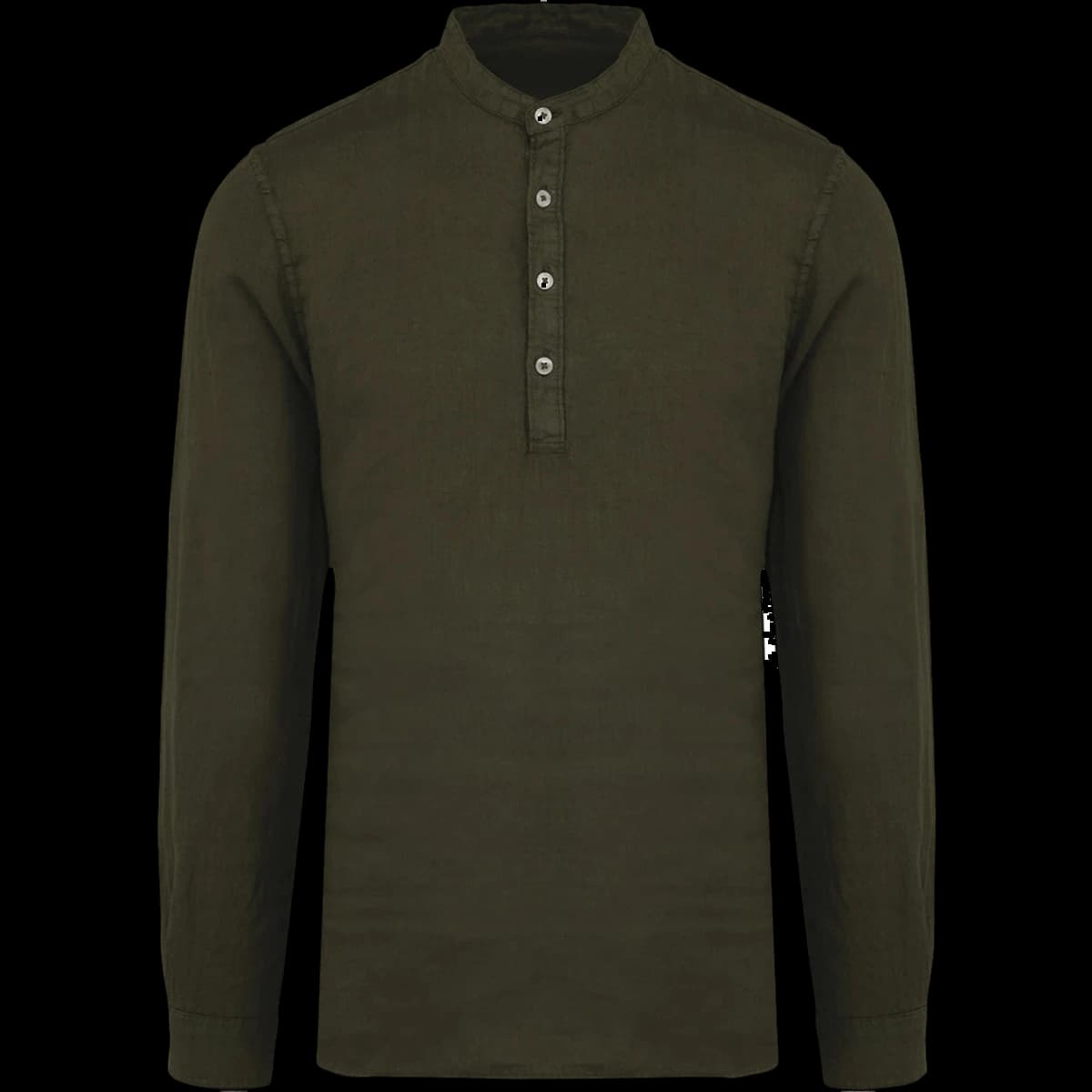 Spasso Washed Mao Collar Shirt — front