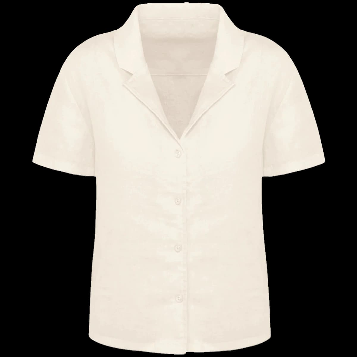 Spasso Ladies Short Sleeve Linen Bowling Collar Shirt — front
