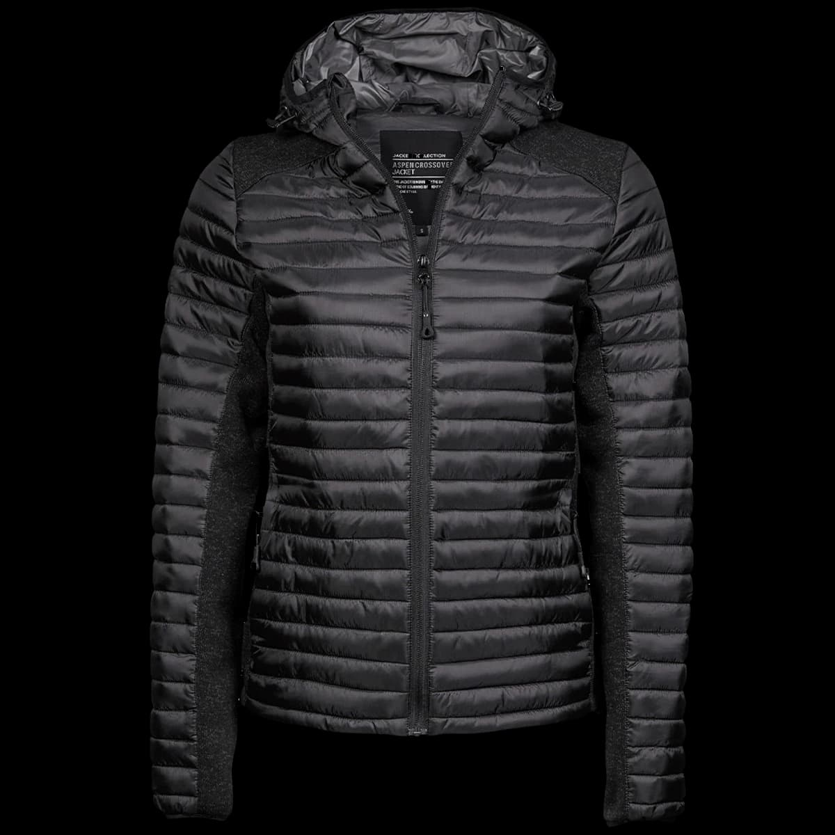 Tee Jays Ladies Crossover Hooded Padded Outdoor Jacket — front