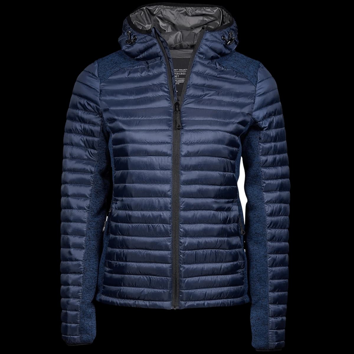 Tee Jays Ladies Crossover Hooded Padded Outdoor Jacket — front