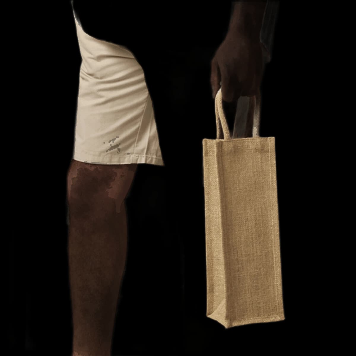Westford Mill Shimmer Jute Bottle Bag — model