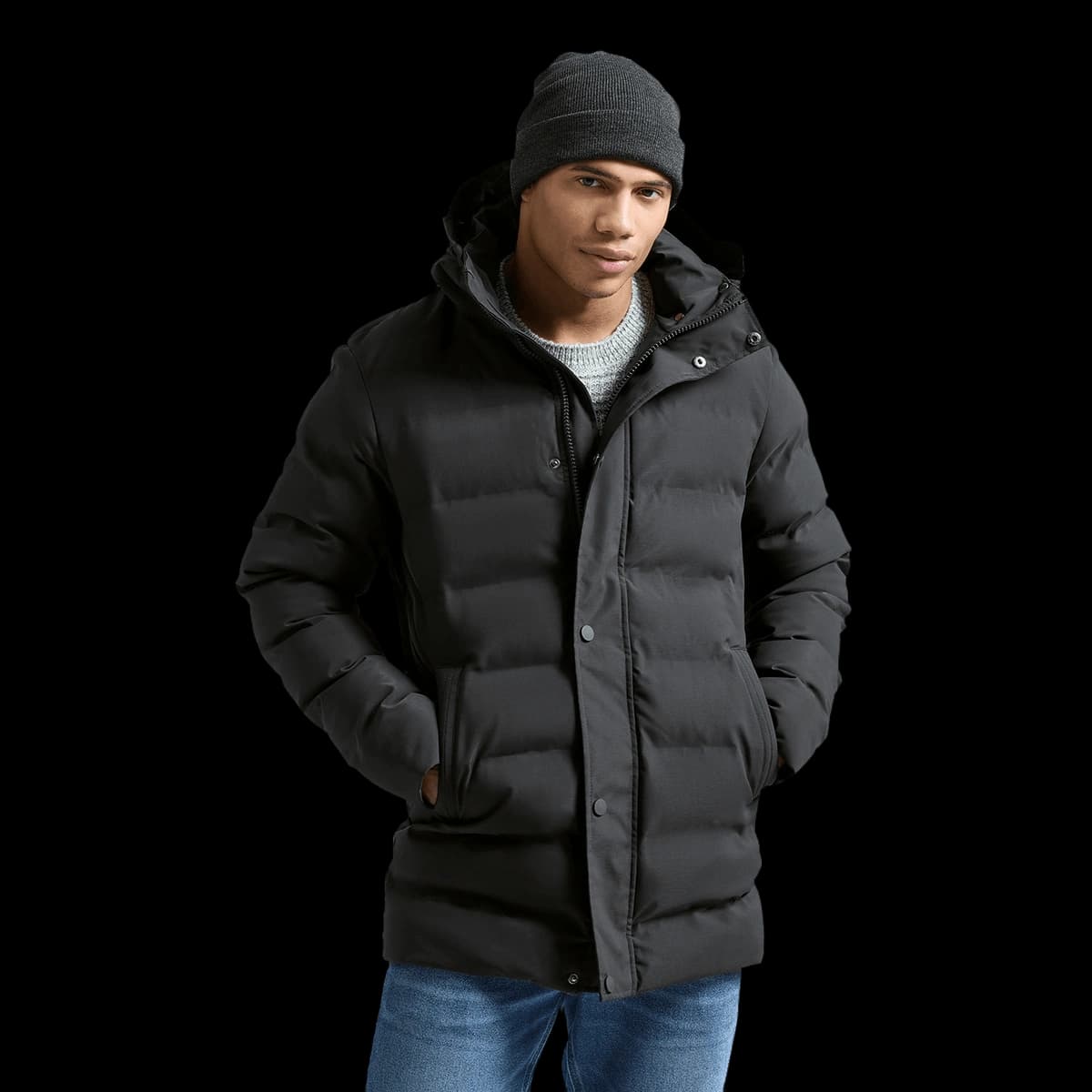 Recycled bonded longline padded jacket