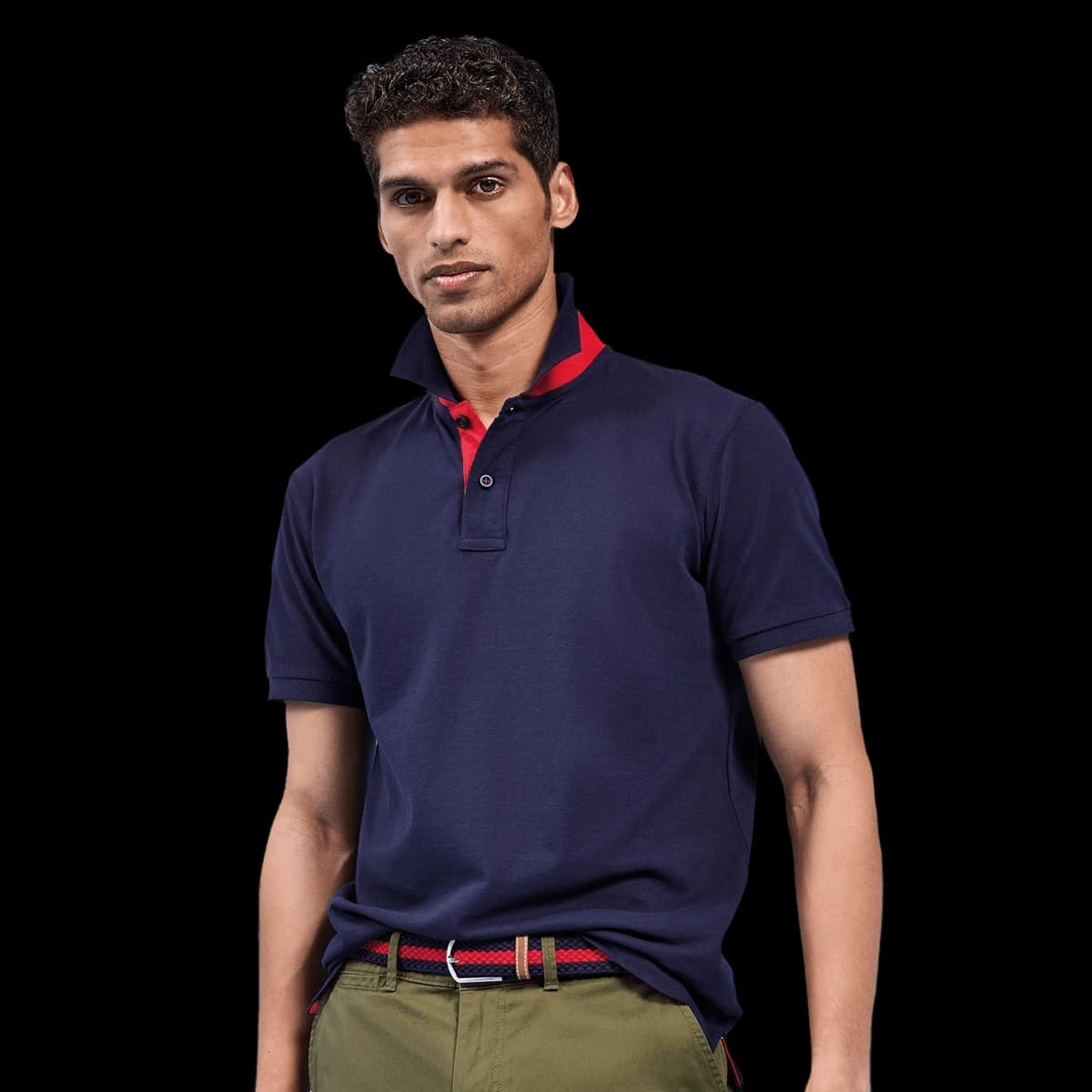 Men's classic fit contrast polo