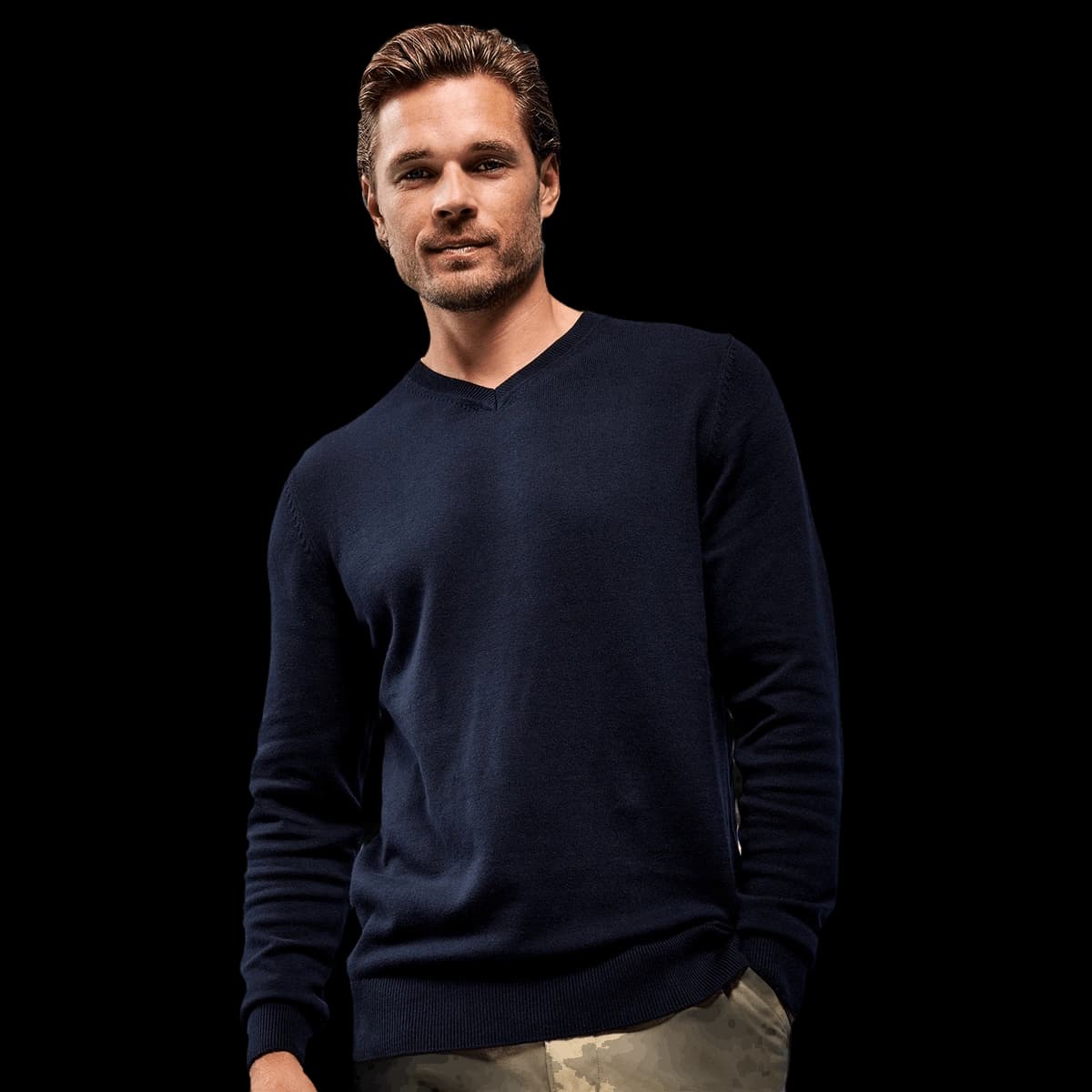 Men's cotton blend v-neck sweater
