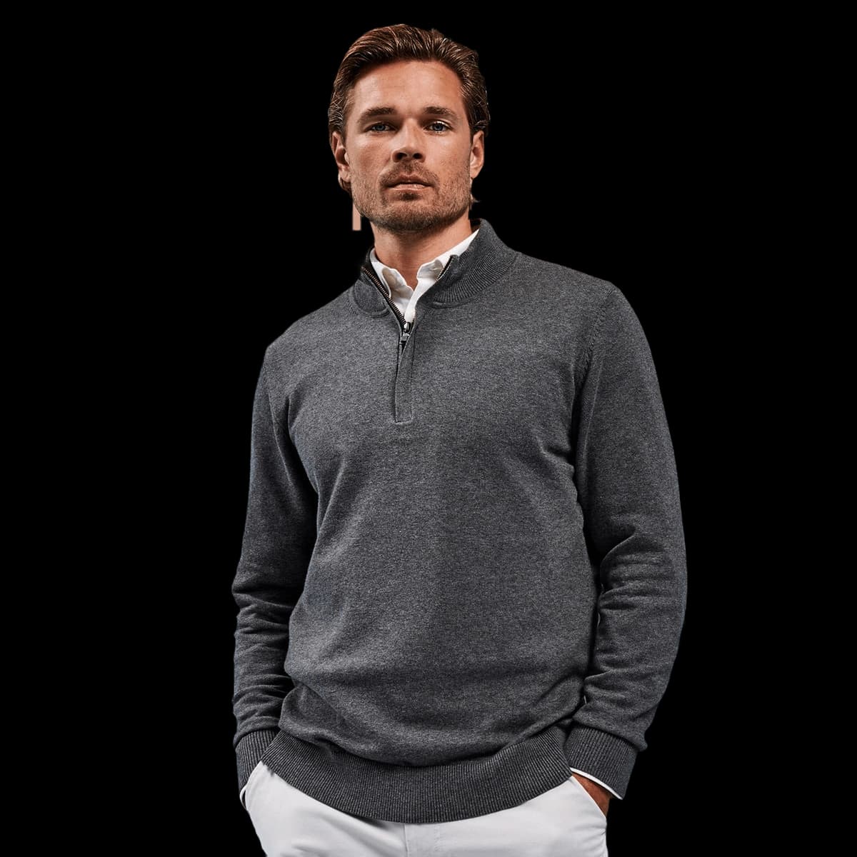 Men's cotton blend ¼ zip sweater