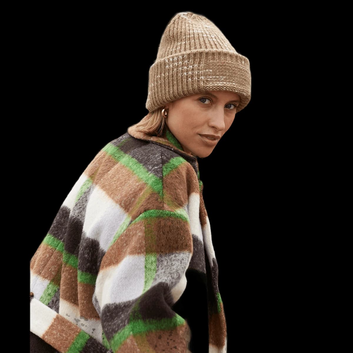 Chunky knit reverse patch beanie
