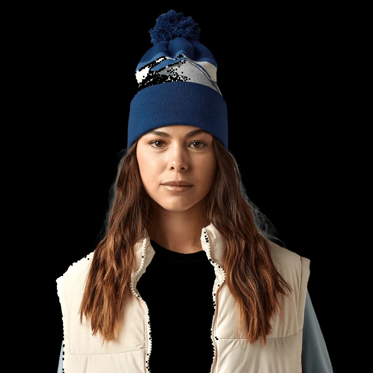Mountain peaks pom pom beanie