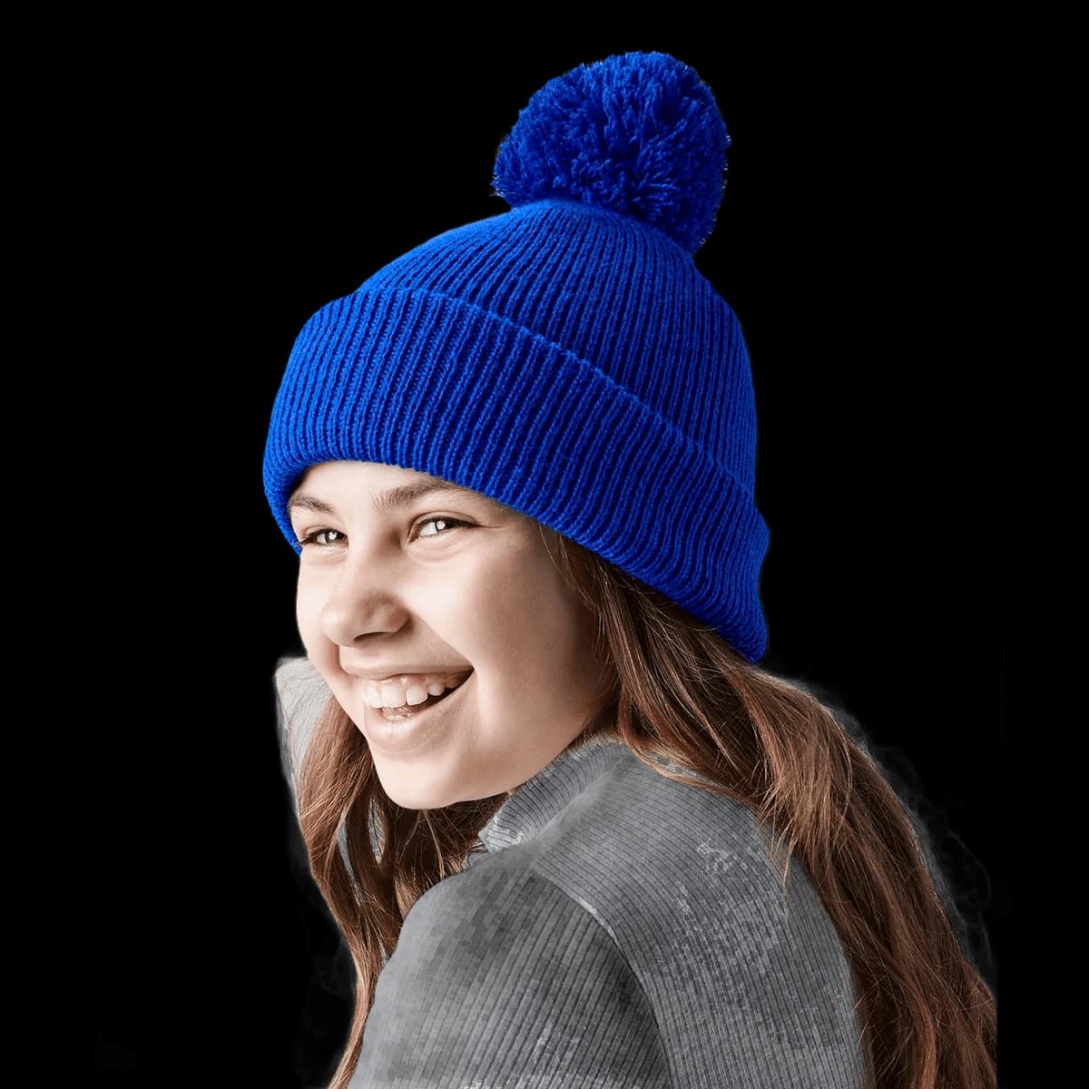 Junior reflective bobble beanie