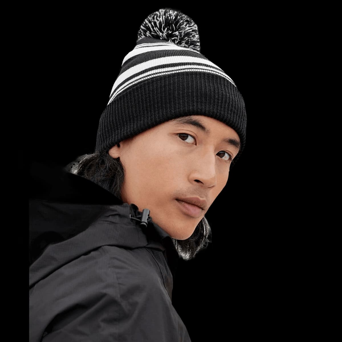 Striped fan beanie