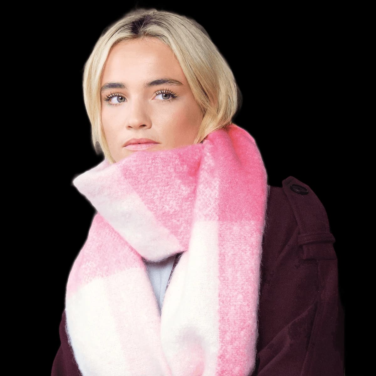 Fluffy check scarf