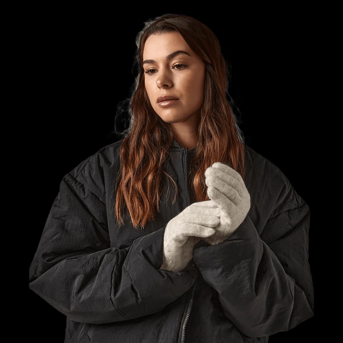 Cosy ribbed-cuff gloves