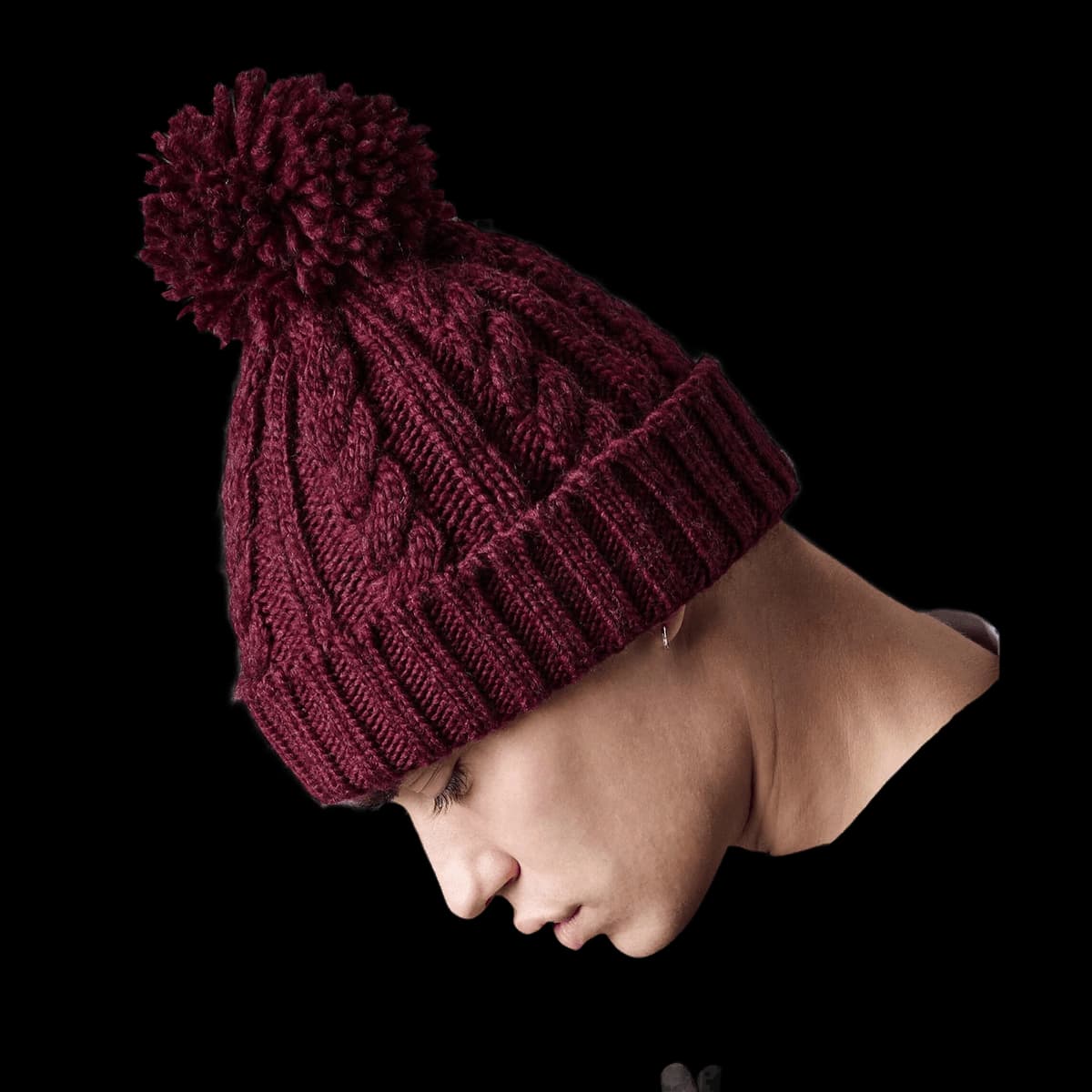 Cable knit melange beanie
