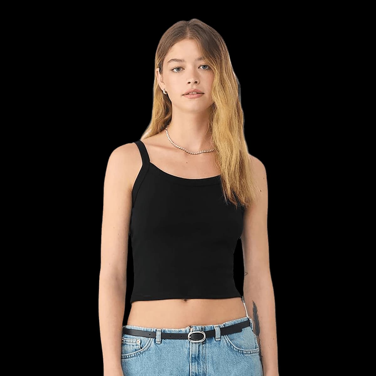 Women’s micro rib spaghetti strap tank