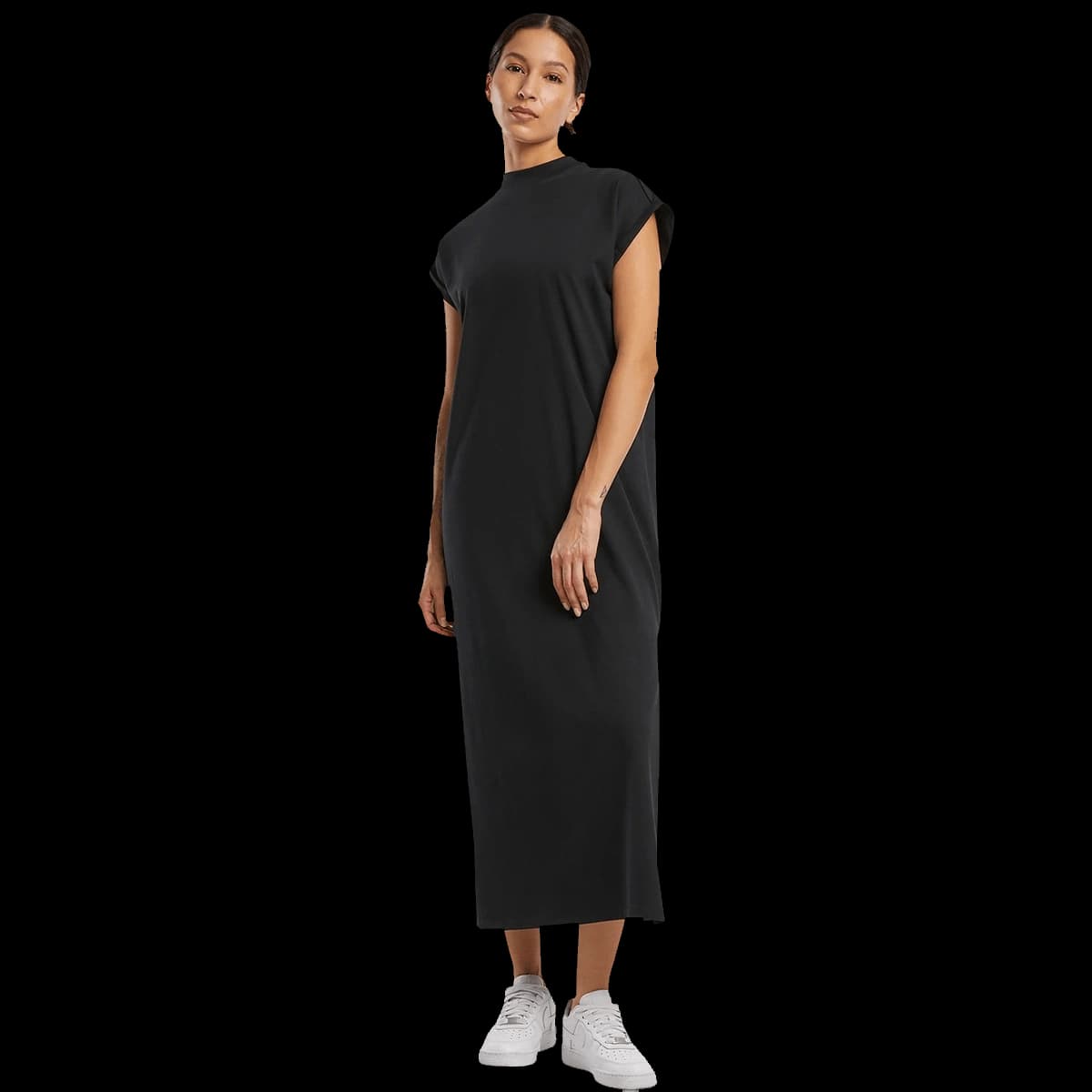 Women’s long extended shoulder dress