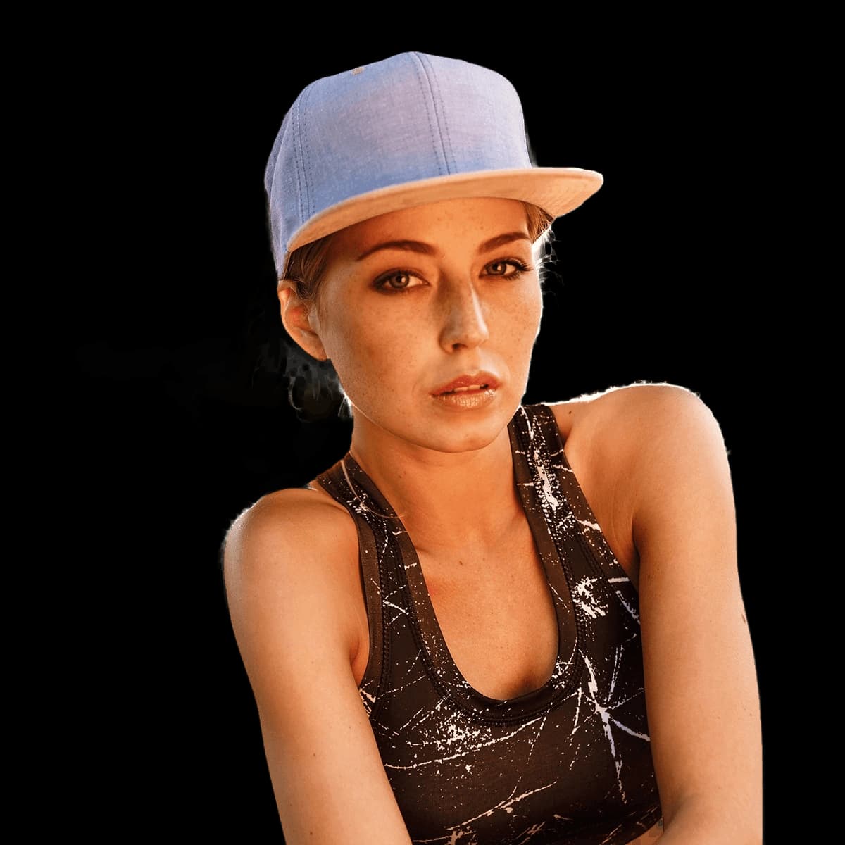 Chambray-suede snapback (6089CH)