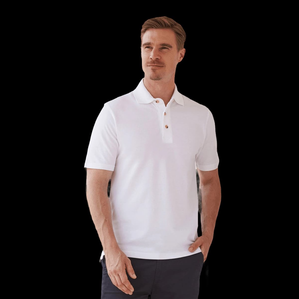 Classic cotton piqué polo with stand-up collar