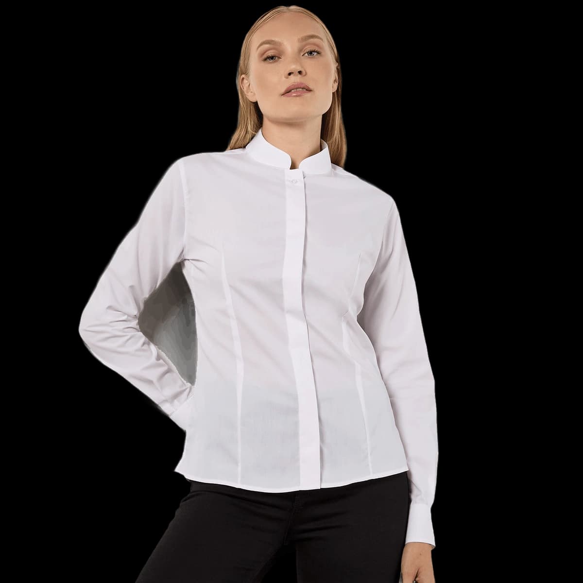Women's mandarin collar shirt long-sleeved (tailored fit)