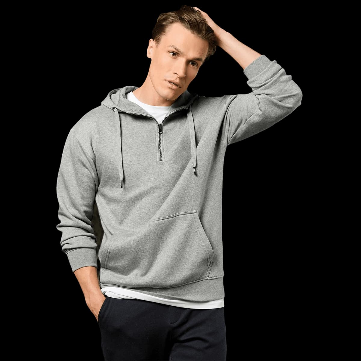 Regular fit 1/4 zip hoodie