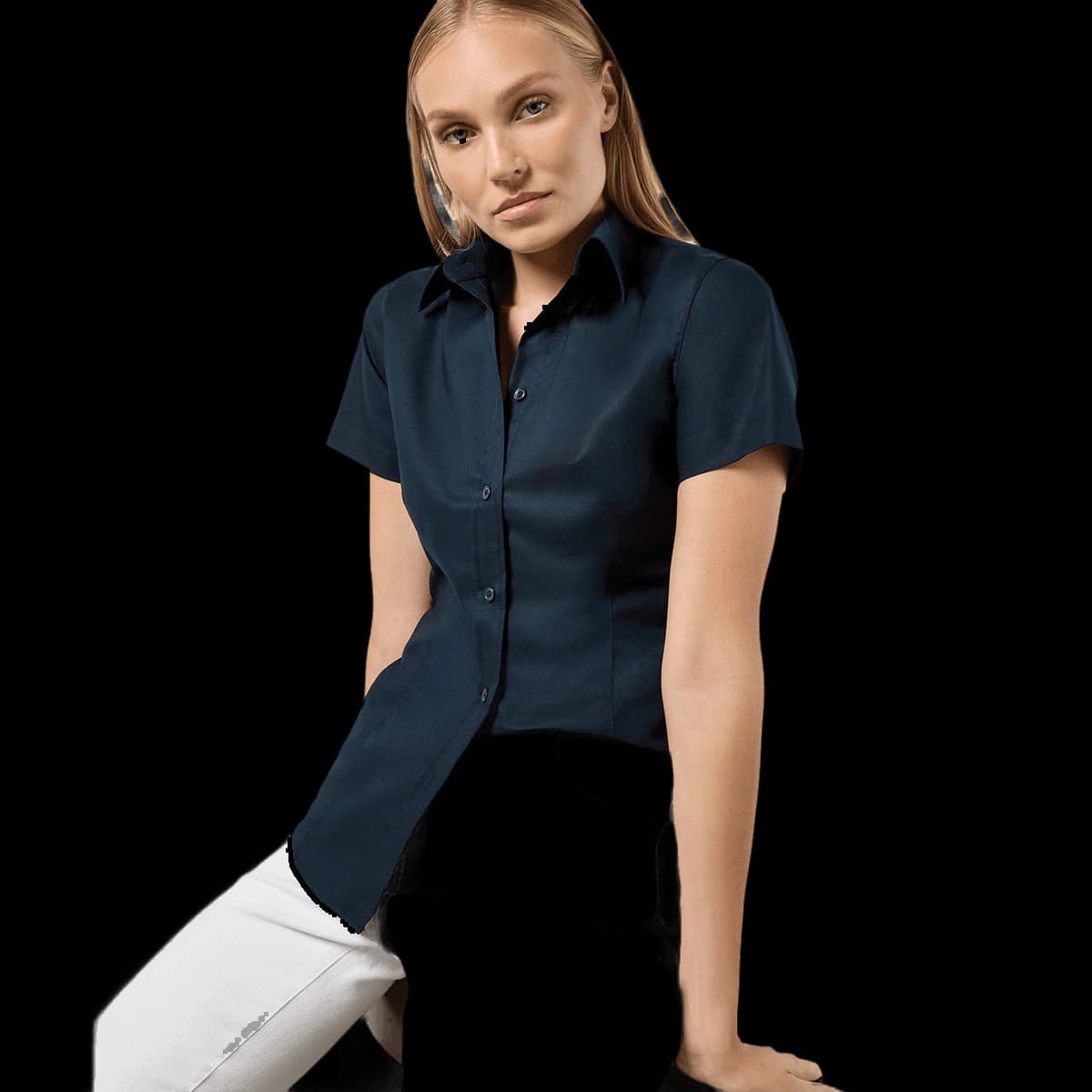 Women's workplace Oxford blouse short-sleeved (tailored fit)
