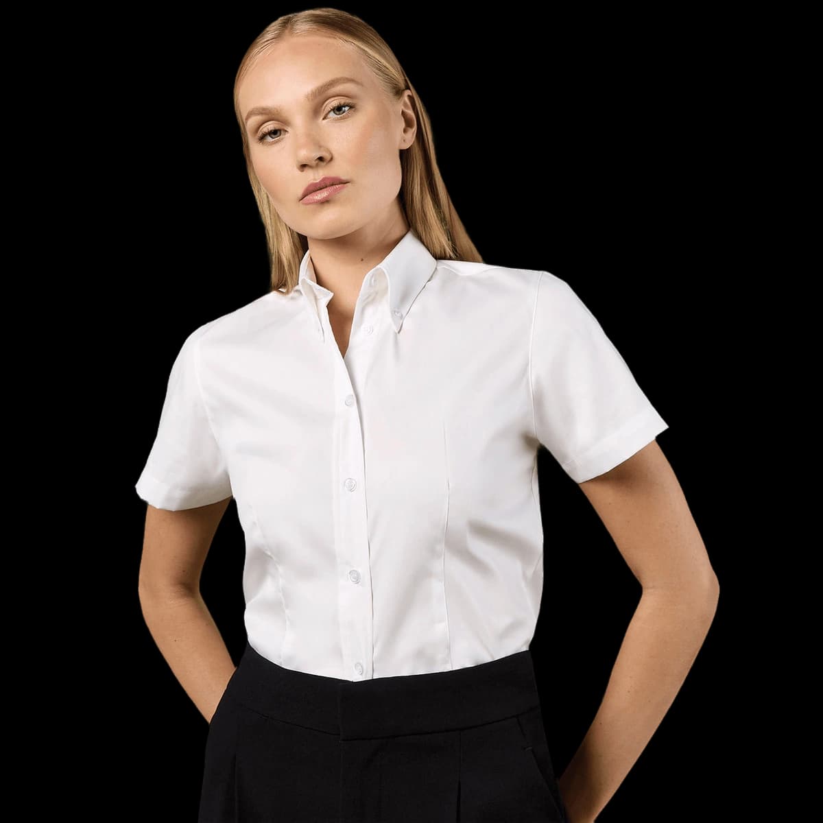 Women's corporate Oxford blouse short-sleeved (tailored fit)