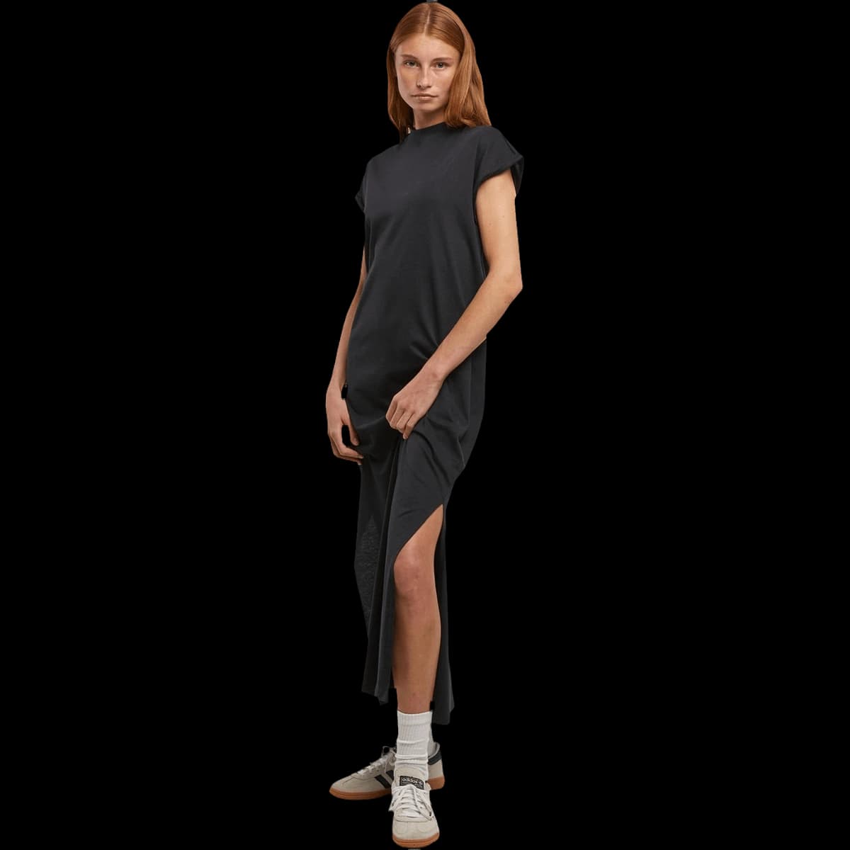 Women’s long extended shoulder dress