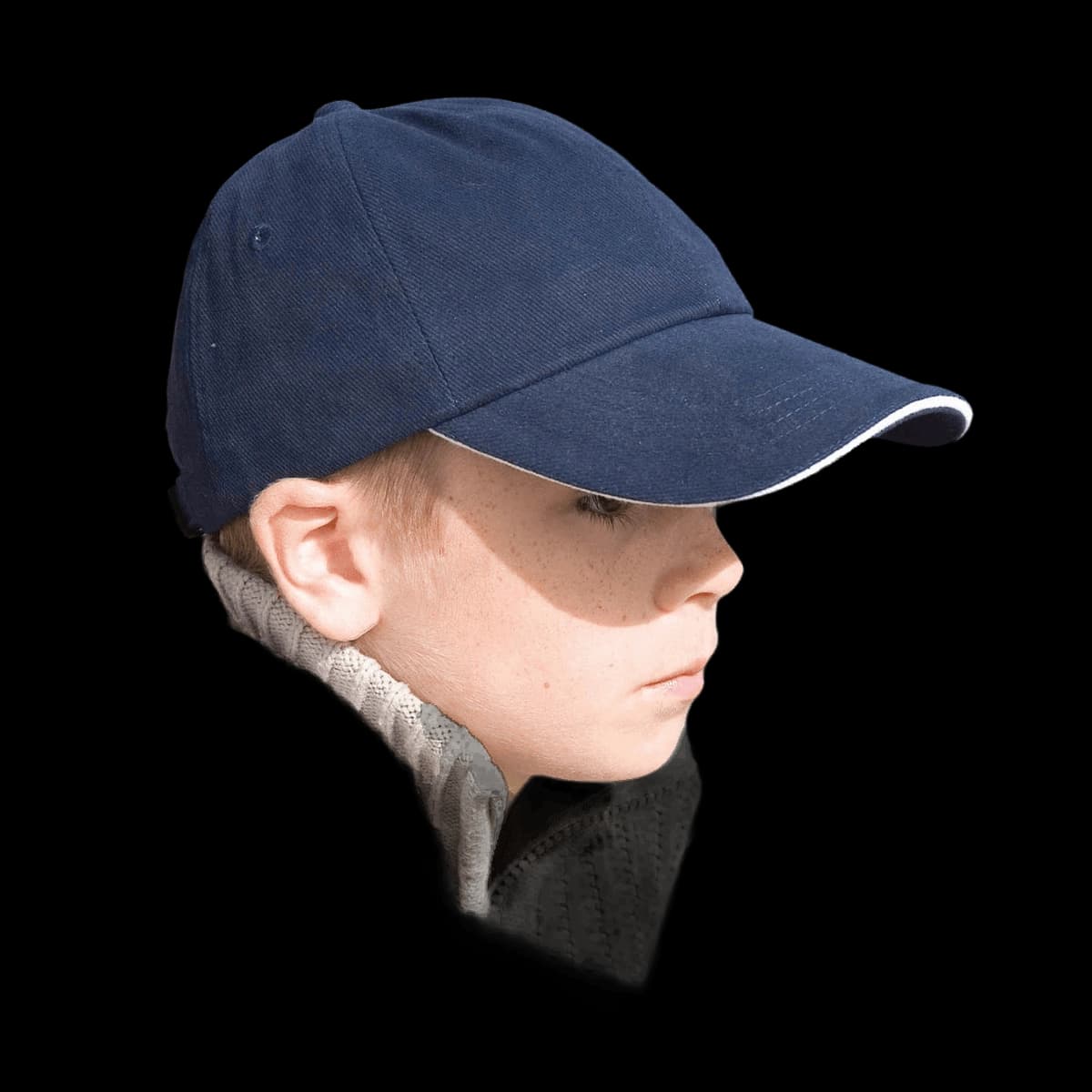 Junior low-profile heavy brushed cotton cap with sandwich peak