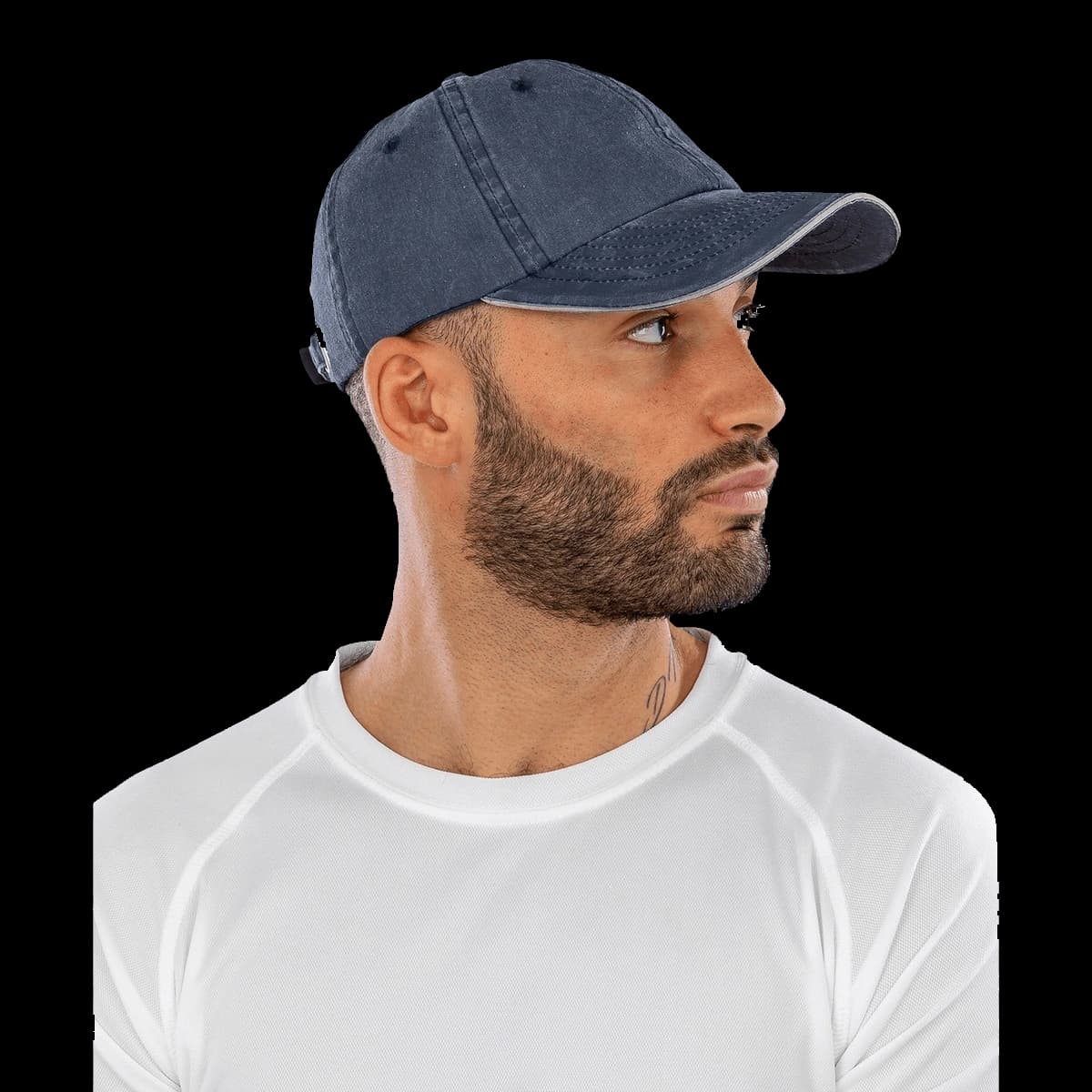Washed fine line cotton cap with sandwich peak