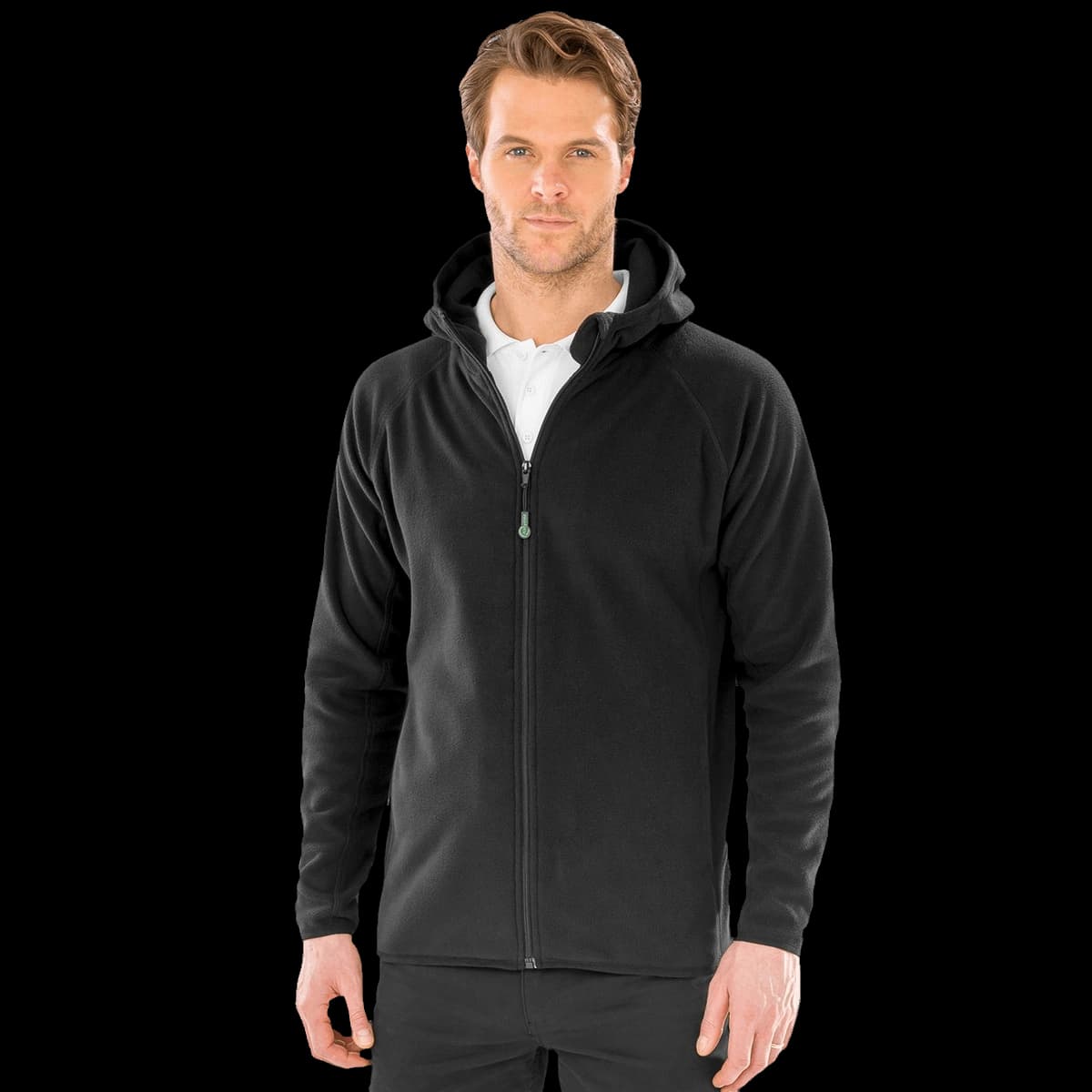 Recycled hooded microfleece jacket
