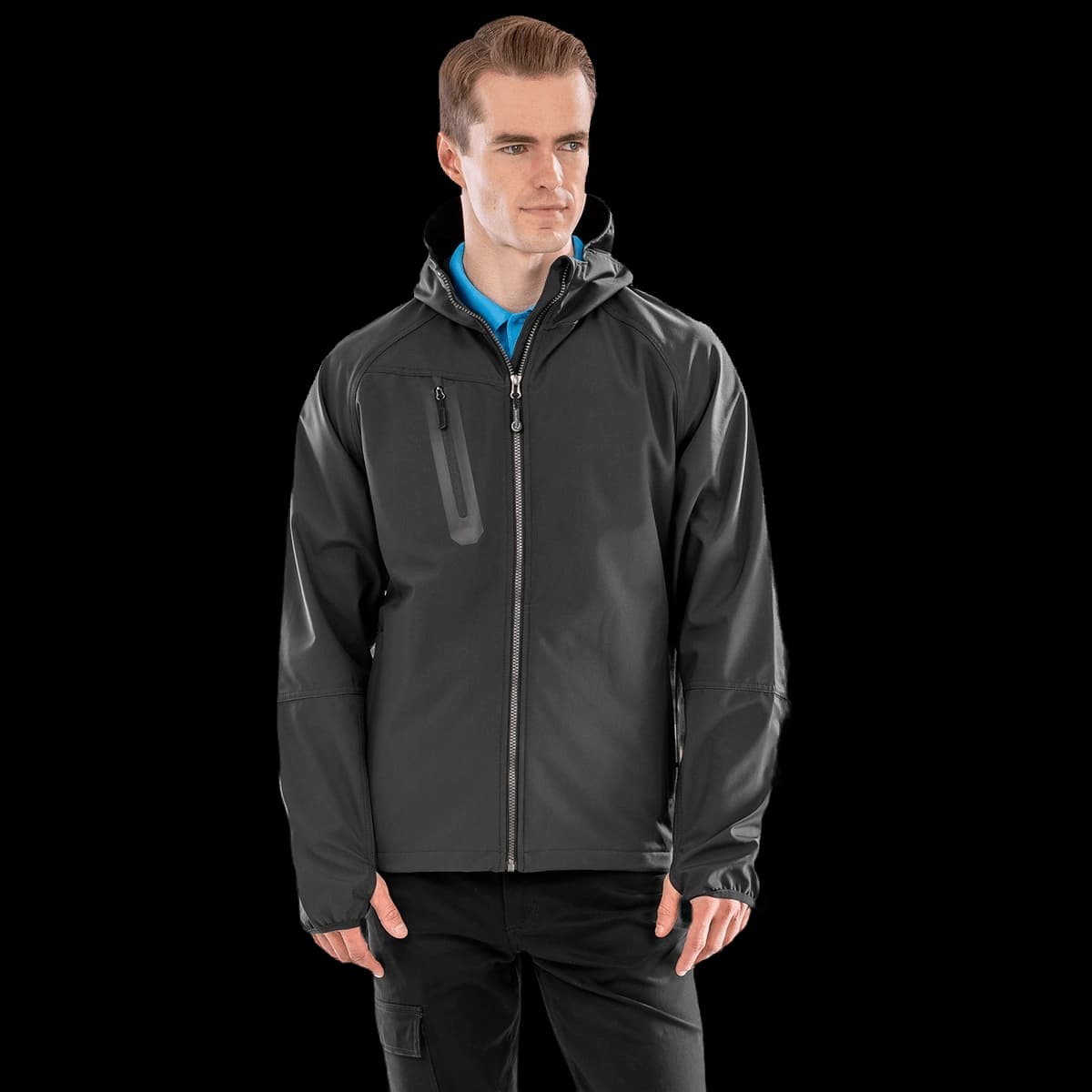3-layer recycled printable casual hooded softshell