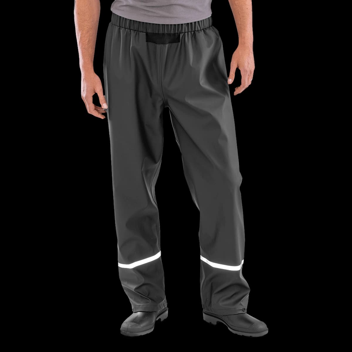Prism PU waterproof trousers with reflective bands and recycled backing