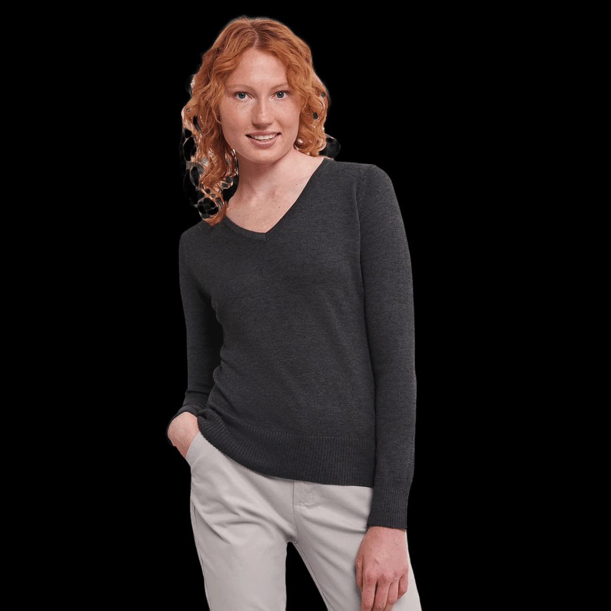 Women's v-neck knitted sweater