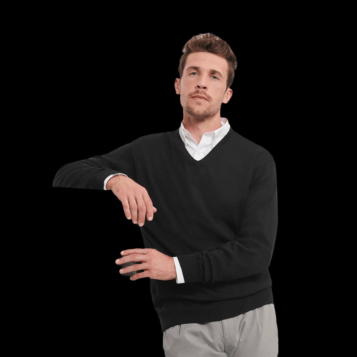 V-neck knitted sweater