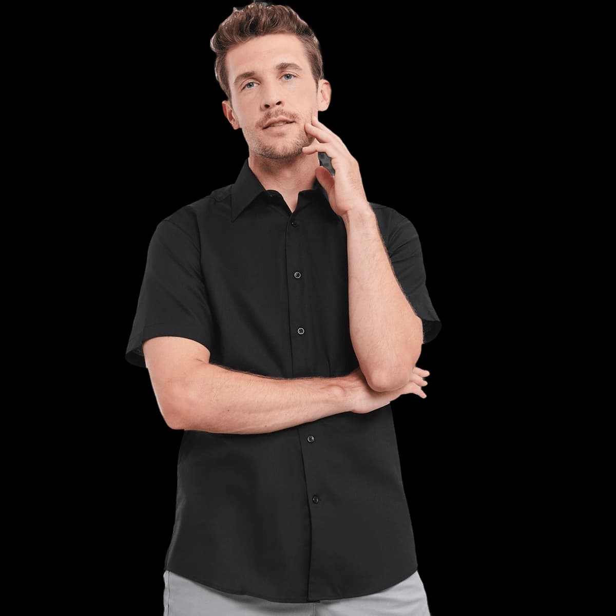 Short sleeve easycare tailored Oxford shirt