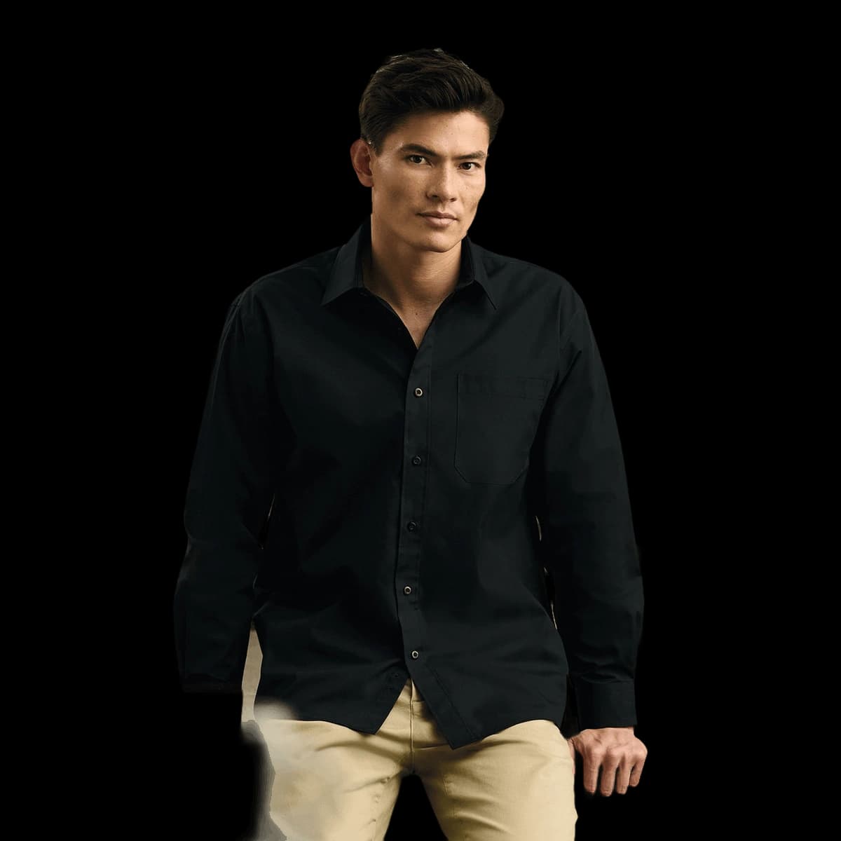 Long sleeve polycotton easycare poplin shirt
