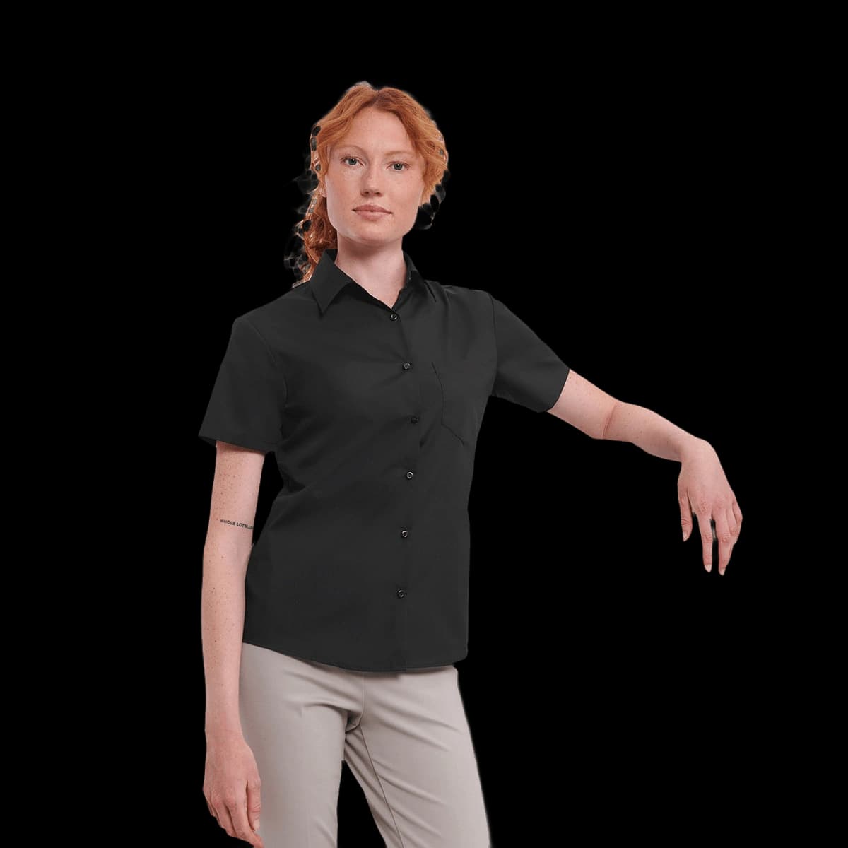Women's short sleeve polycotton easycare poplin shirt