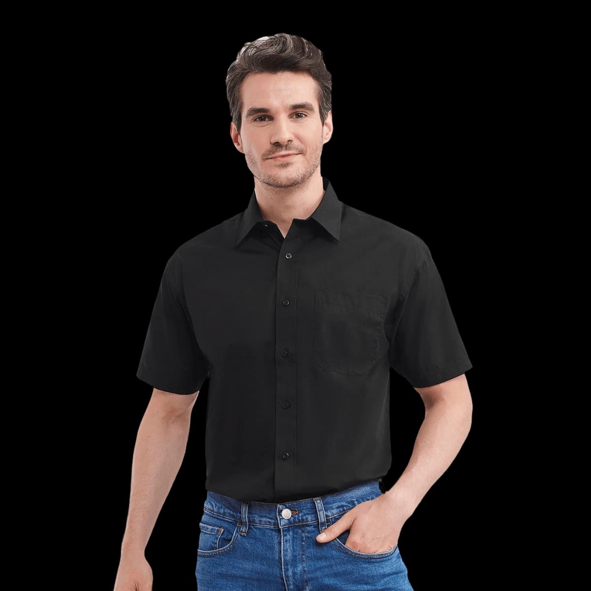 Short sleeve polycotton easycare poplin shirt