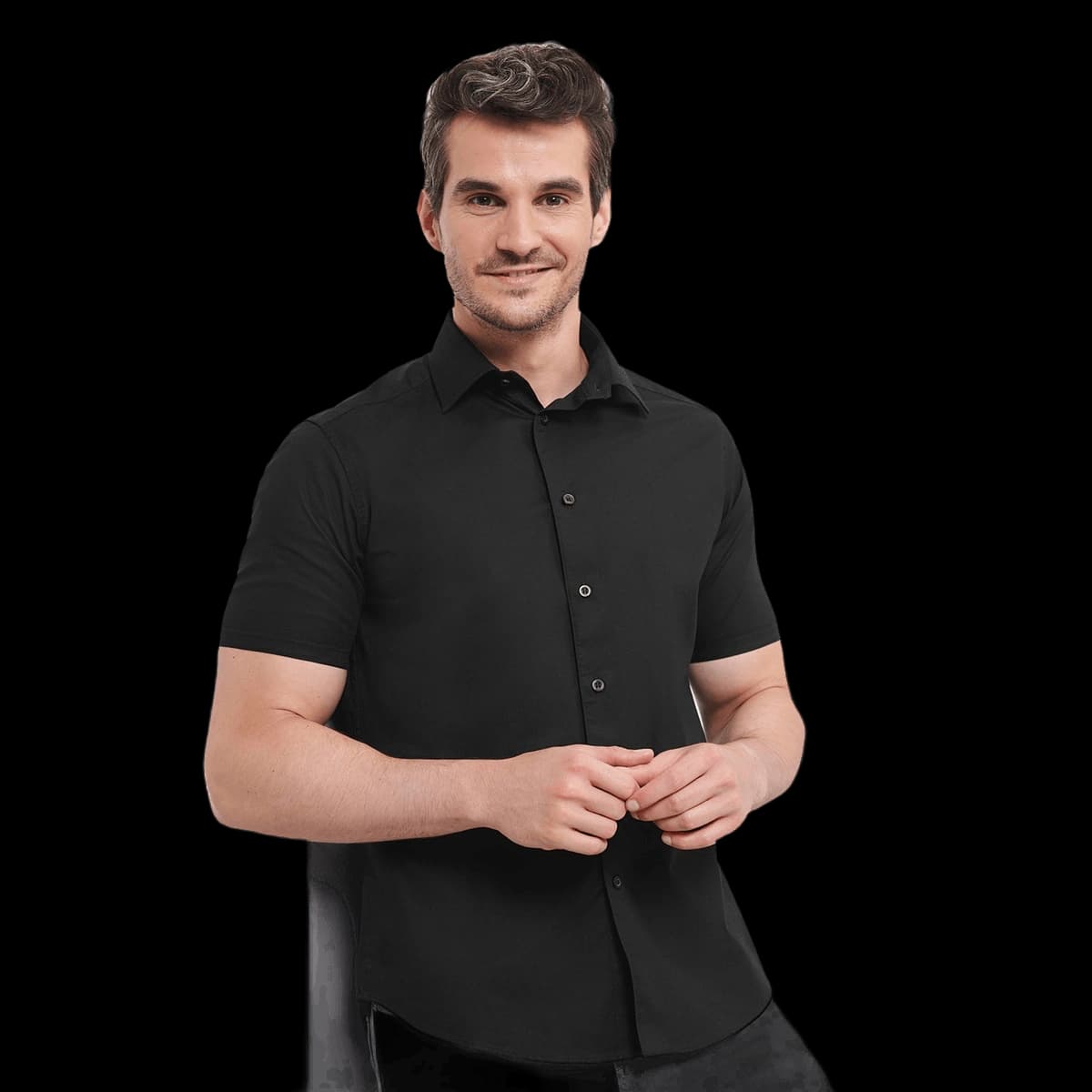 Short sleeve easycare fitted shirt