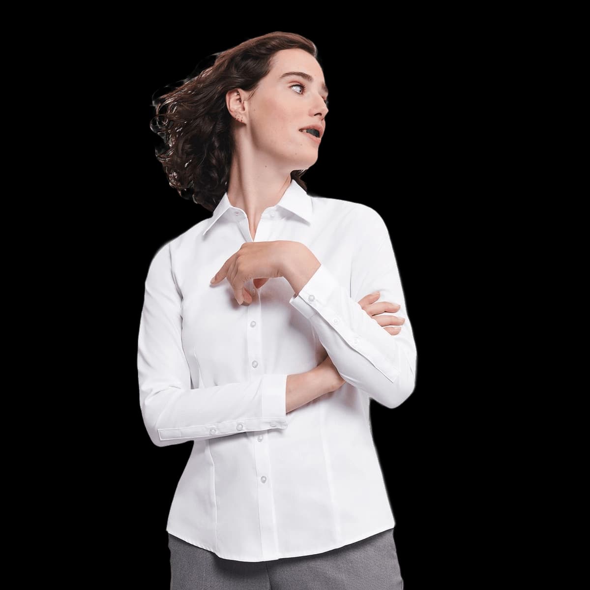 Women's long sleeve herringbone shirt